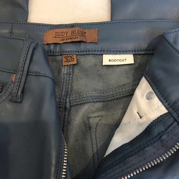 Judy Blue High Waist Tummy Control Blue Vegan Leather Bootcut Jeans size 3 NWT - Picture 9 of 11